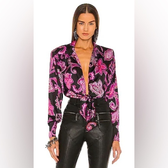 DUNDAS Tops - New! DUNDAS x REVOLVE Delirium Bodysuit in Black Purple & Pink 💗 sz Small NWT